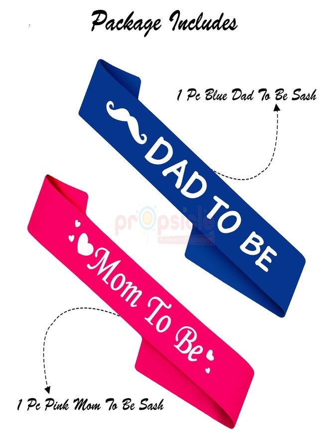 بروبسيكل طقم وشاح وردي للأم الحامل ووشاح أزرق للأب الحامل (كتابة بيضاء) - طقم وشاح للأم والأب - مناسب لجلسات تصوير الحمل وحفلات استقبال المولود - عبوة من قطعتين - Image 2